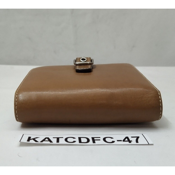 Coach Brown Leather Buckle Credit Card ID Window Bifold Square Wallet - Vintage - Picture 5 of 14